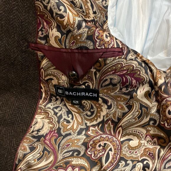 Backrach Brown Herringbone superfine wine yarn sportscoat, 42R - Picture 3 of 4